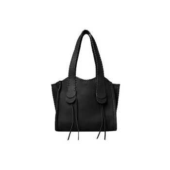 Chloe Mony Washable Calfskin Tote Bag, Shopping Bag, Shoulder Bag, Handbag Medium Size Women's Black