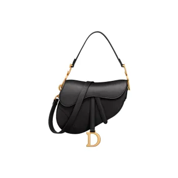 DIOR Grained Calfskin Saddle Bag Shoulder Bag Crossbody Bag Handbag Regular Women's Black