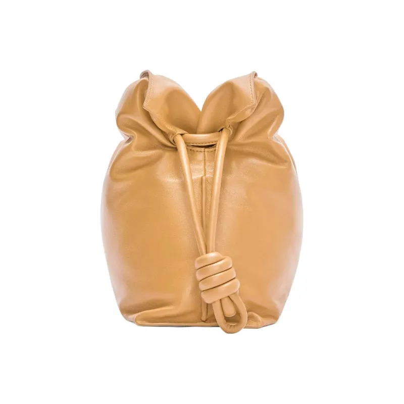 LOEWE Puffer Flamenco Clutch In Shiny Nappa Lambskin Camel-2