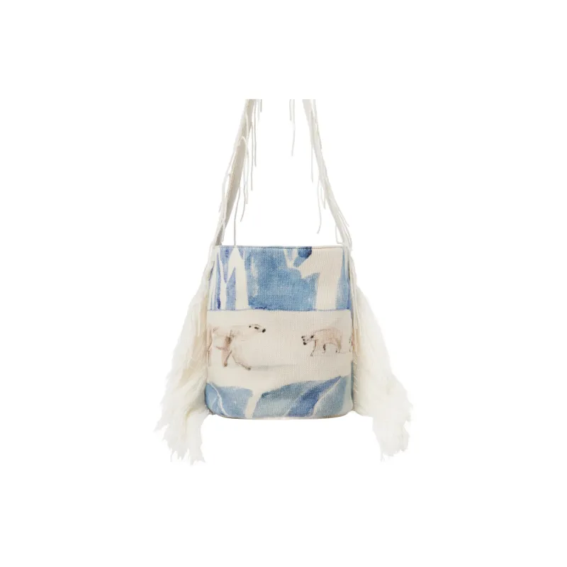 Chloe Wool Knitted Fabric With Nappa Lambskin Bucket Bag, Handbag, Shoulder Bag Women's-1
