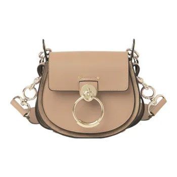 Chloe Tess Shiny Suede Calfskin Handbag Shoulder Bag Crossbody Bag Small Size Women's Light Umber