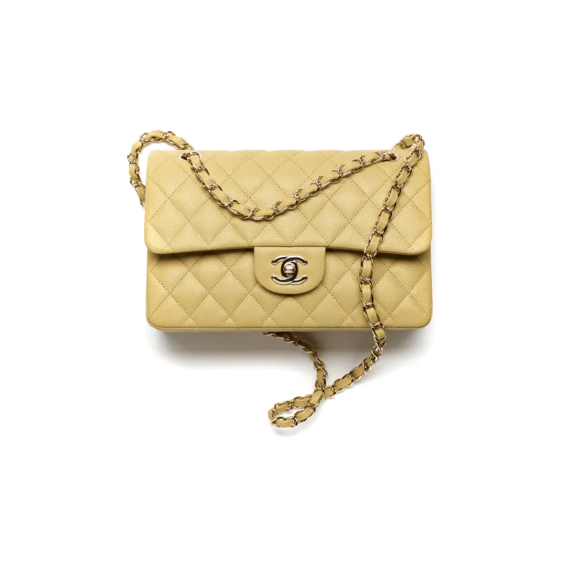 CHANEL Classic Flap CF22K Fall And Winter Calfskin Flap Bag, Shoulder Bag, Crossbody Bag Trumpets Women's Light Green-0