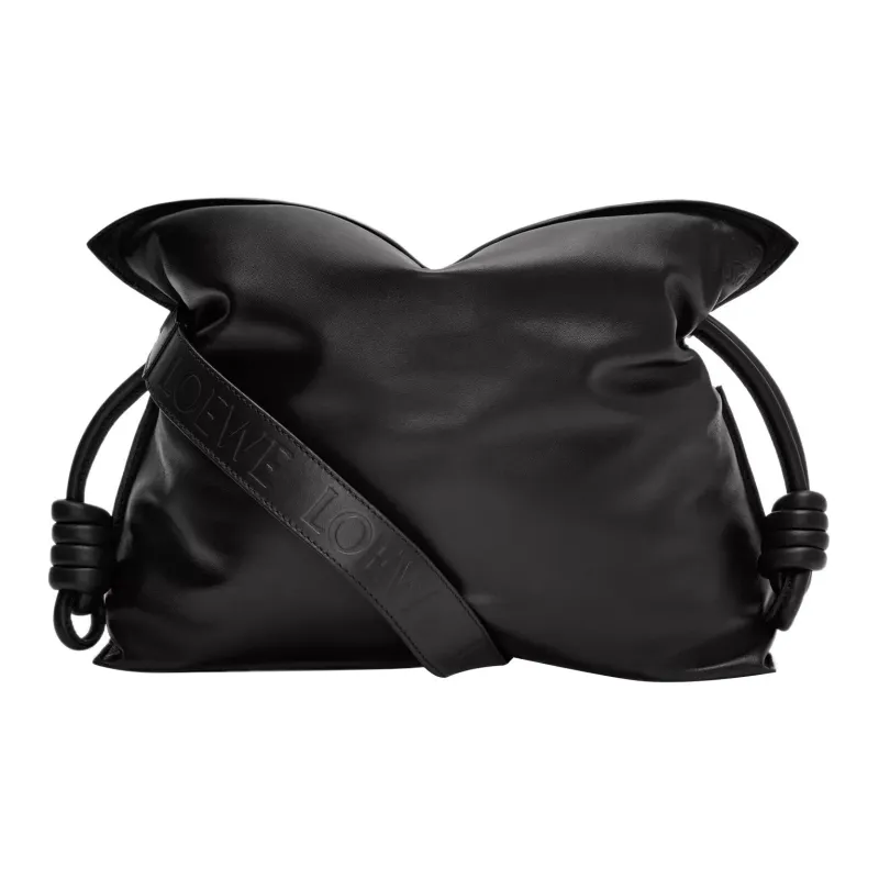LOEWE Puffer Flamenco Clutch In Shiny Nappa Lambskin Black-0