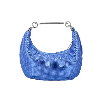 OFF WHITE Paperclip 20 Rhinestone Embellished Hobo Bag Electric Blue