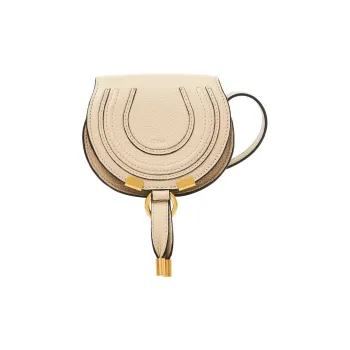 Chloe Marcie Brass And Grain Calfskin Saddle Bag Shoulder Bag, Crossbody Bag Extra Mini Women's Beige