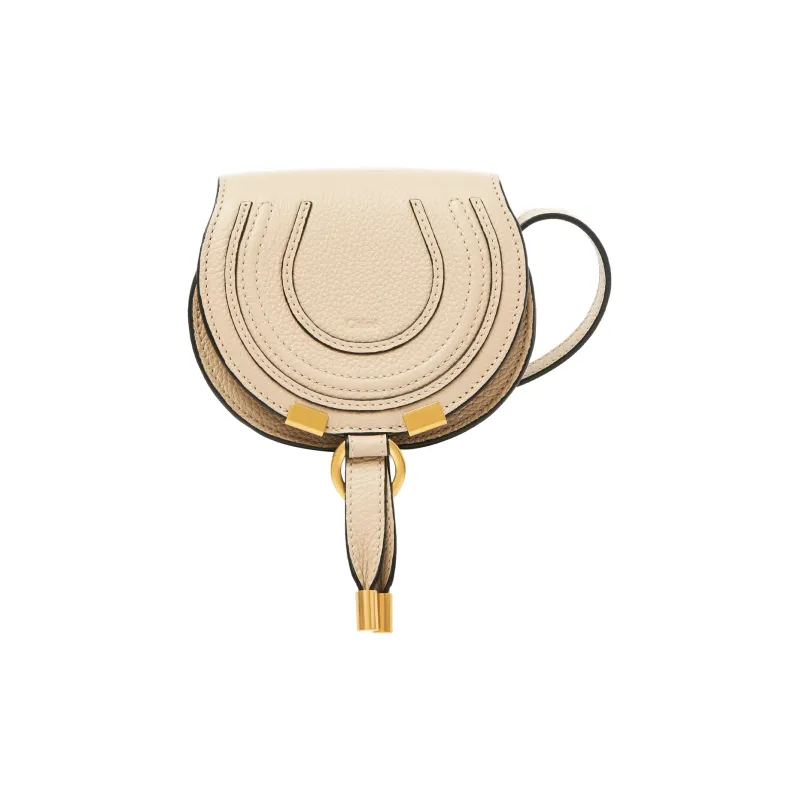 Chloe Marcie Brass And Grain Calfskin Saddle Bag Shoulder Bag, Crossbody Bag Extra Mini Women's Beige-0