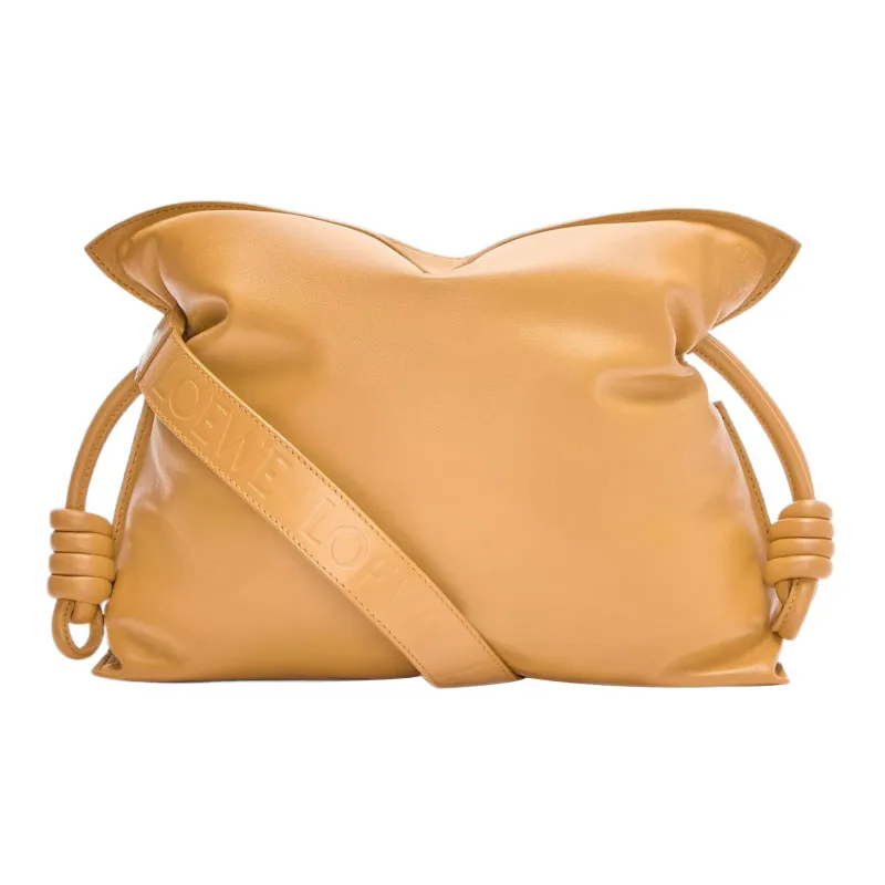 LOEWE Puffer Flamenco Clutch In Shiny Nappa Lambskin Camel-0