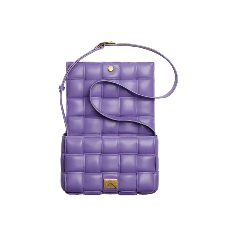 Bottega Veneta Padded Intreccio Cassette Crossbody Bag Purple-3