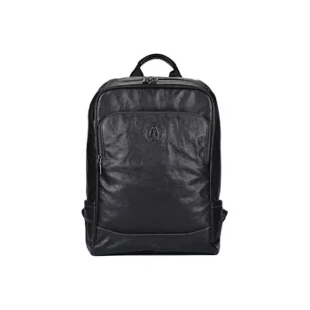 Hush Puppies Vegetable Tanned Top Grain Cow Leather Backpack Tubas Men's Black