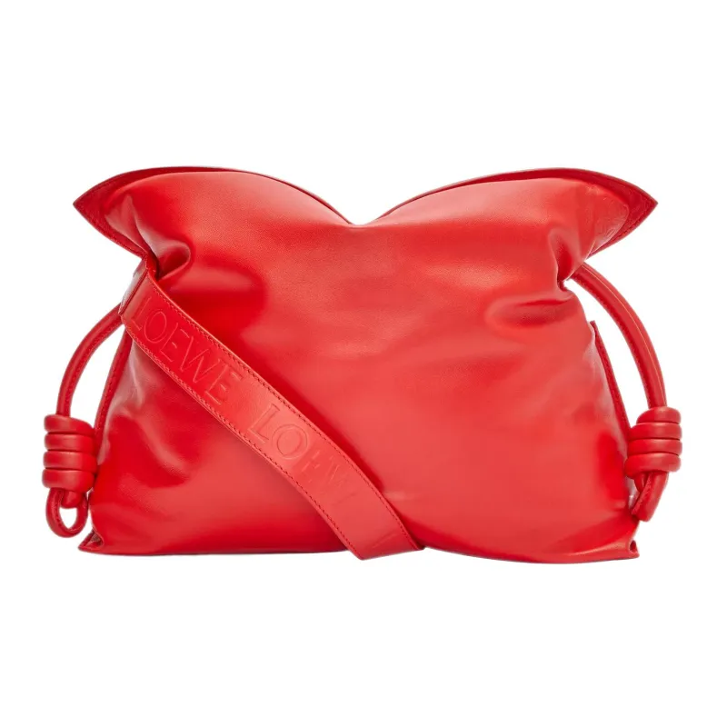 LOEWE Puffer Flamenco Clutch In Shiny Nappa Lambskin Lipstick Red-0