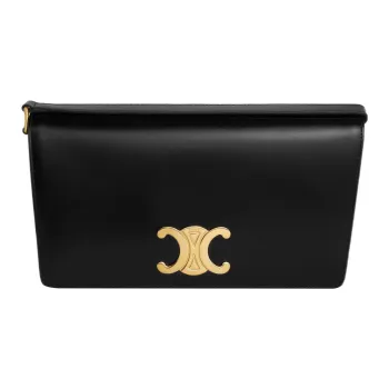 CELINE Shiny Cow Leather Envelope Bag, Handbag, Shoulder Bag Women's Black Gold
