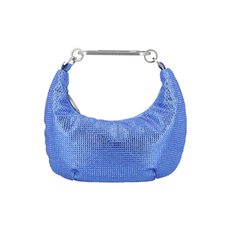 OFF WHITE Paperclip 20 Rhinestone Embellished Hobo Bag Electric Blue-1