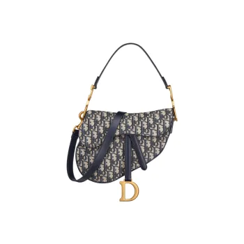 DIOR Saddle Fabric Saddle Bag, Shoulder Bag, Crossbody Bag, Handbag Medium Size Women's Blue