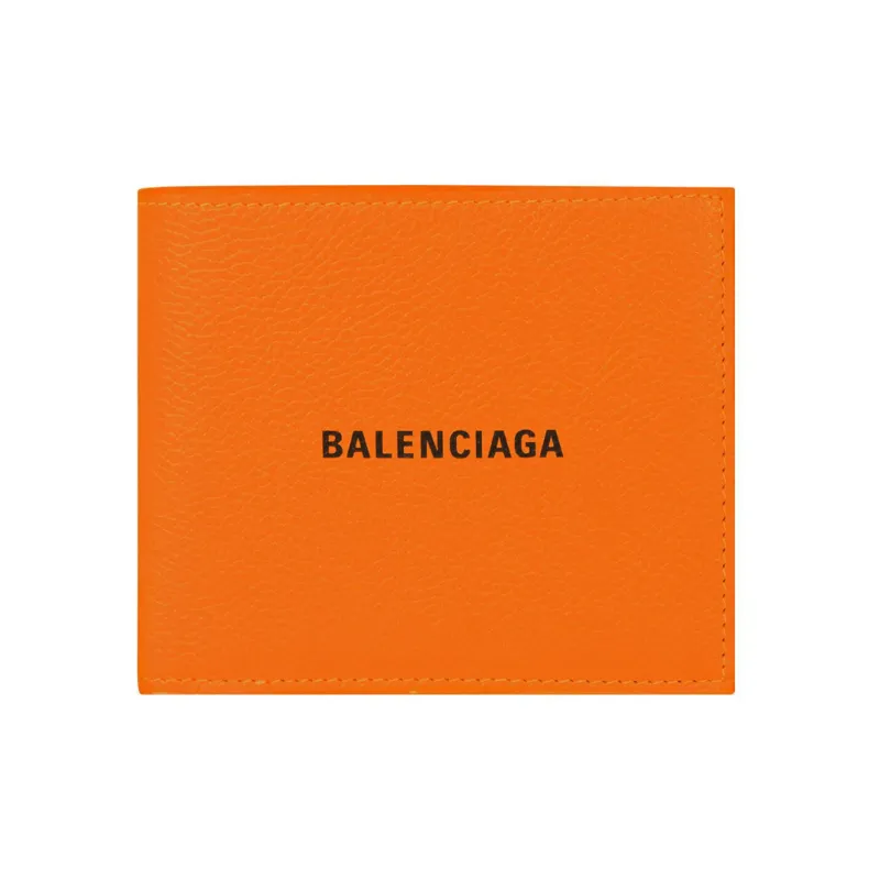 Balenciaga Cash Square Grained Calfskin Wallet Regular Men's Orange-0