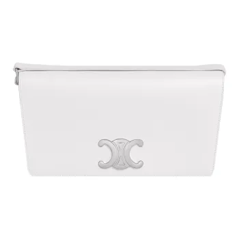 CELINE Shiny Cow Leather Envelope Bag, Portable Crossbody Bag, Shoulder Bag Women's White