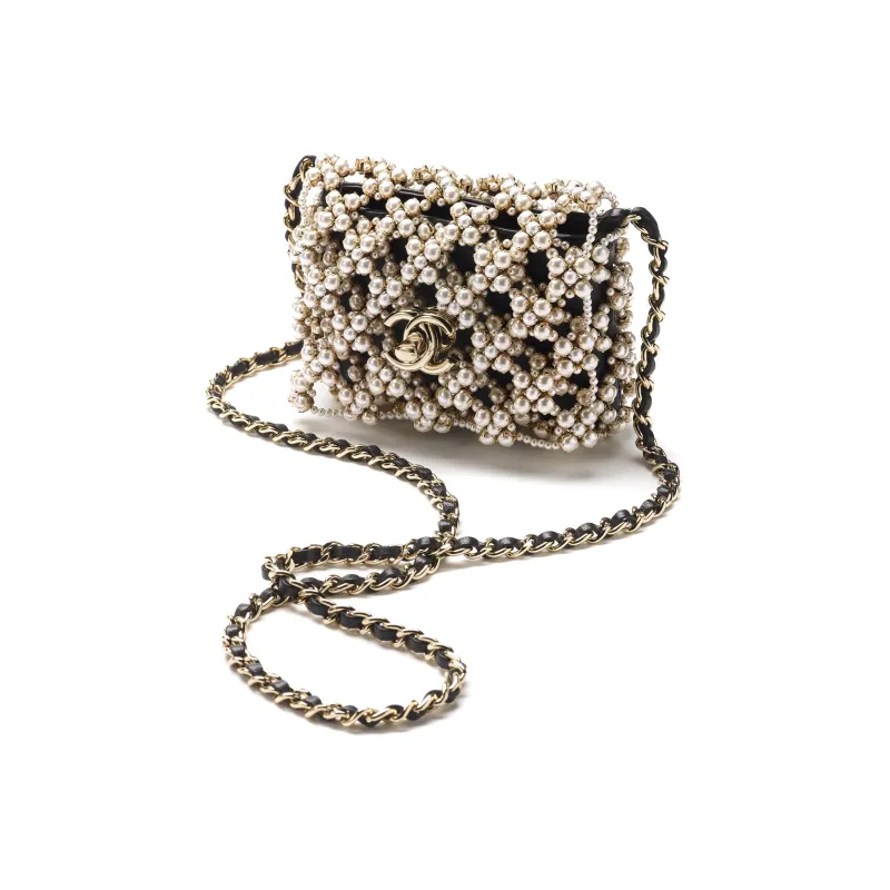 CHANEL 22K Autumn And Winter Lambskin Evening Bag, Shoulder Bag, Crossbody Bag Mini Women's Black-1