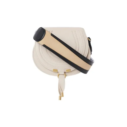 Chloe Marcie Calfskin Saddle Bag, Shoulder Bag, Crossbody Bag Trumpets Women's Beige/Nude