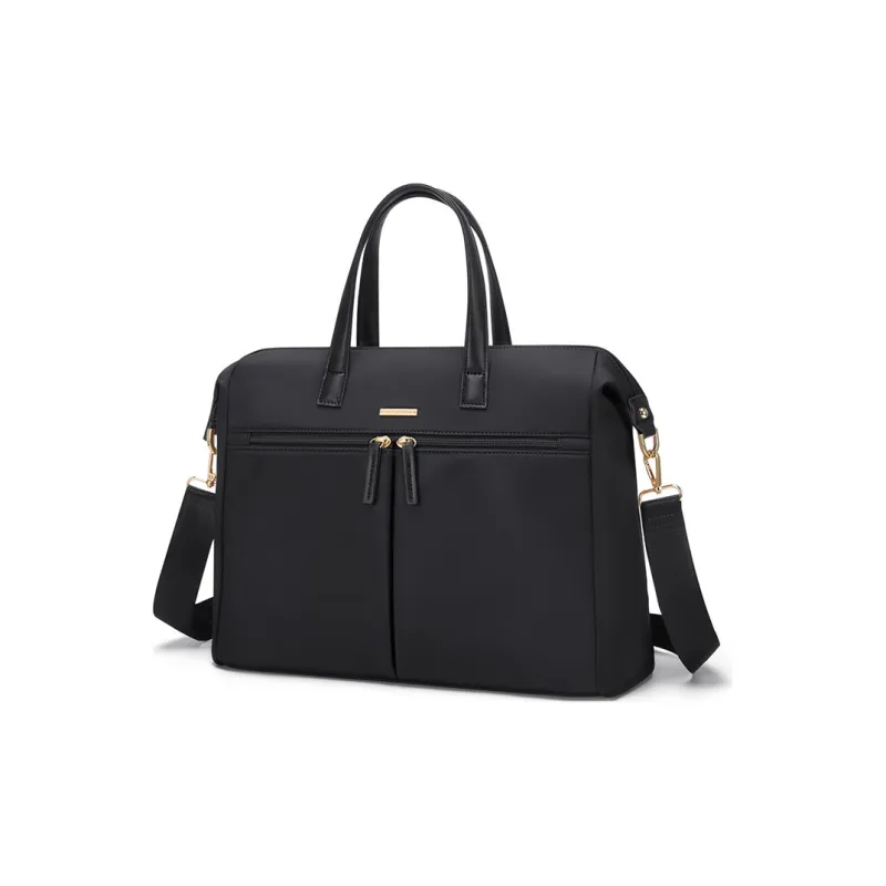 GOLF Oxford Fabric/Synthetic Leather Laptop Bag Large Size Unisex Pink Leather/Elegant Black-5