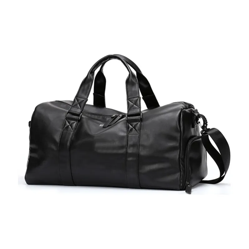 RIOREX PU Gym Bag Portable Crossbody Luggage Bag Travel Bag Regular Unisex Black-1