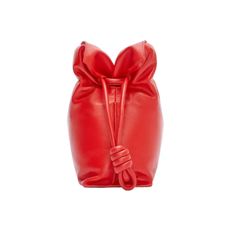 LOEWE Puffer Flamenco Clutch In Shiny Nappa Lambskin Lipstick Red-2