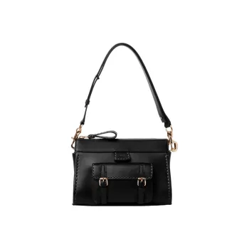 Chloe Edith Shiny Calfskin Portable Crossbody Bag Shoulder Bag Women's Black