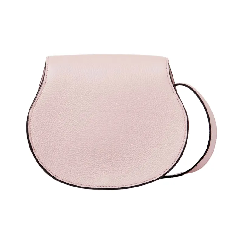 Chloe Marcie Grain Calfskin Saddle Bag, Shoulder Bag, Crossbody Bag Trumpets Women's Pink-2