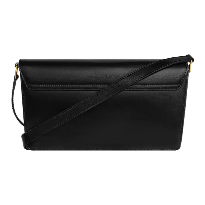 CELINE Shiny Cow Leather Envelope Bag, Handbag, Shoulder Bag Women's Black Gold-2