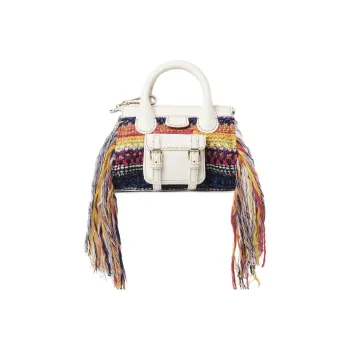 Chloe Edith Knitted Fabric Cashmere With Buffalo Leather Shoulder Bag, Crossbody Bag, Handbag Mini Women's Multicolor