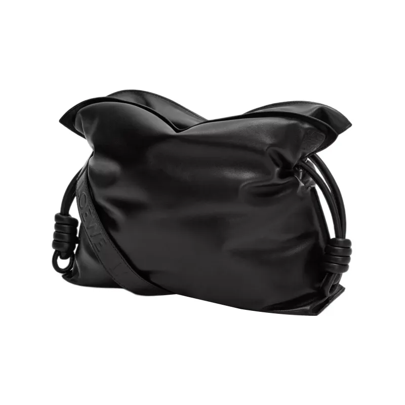 LOEWE Puffer Flamenco Clutch In Shiny Nappa Lambskin Black-1