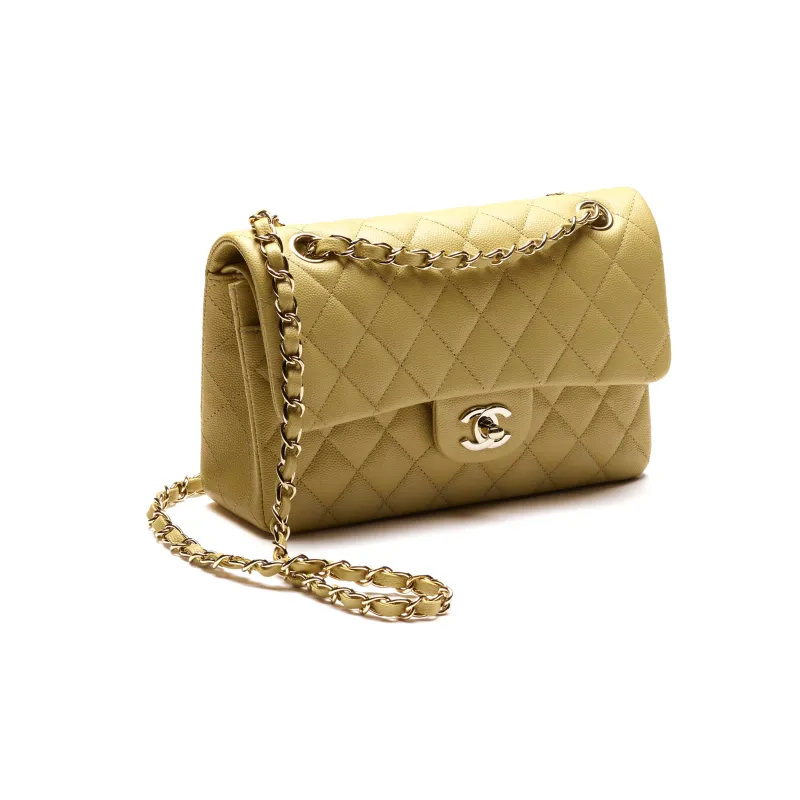 CHANEL Classic Flap CF22K Fall And Winter Calfskin Flap Bag, Shoulder Bag, Crossbody Bag Trumpets Women's Light Green-1