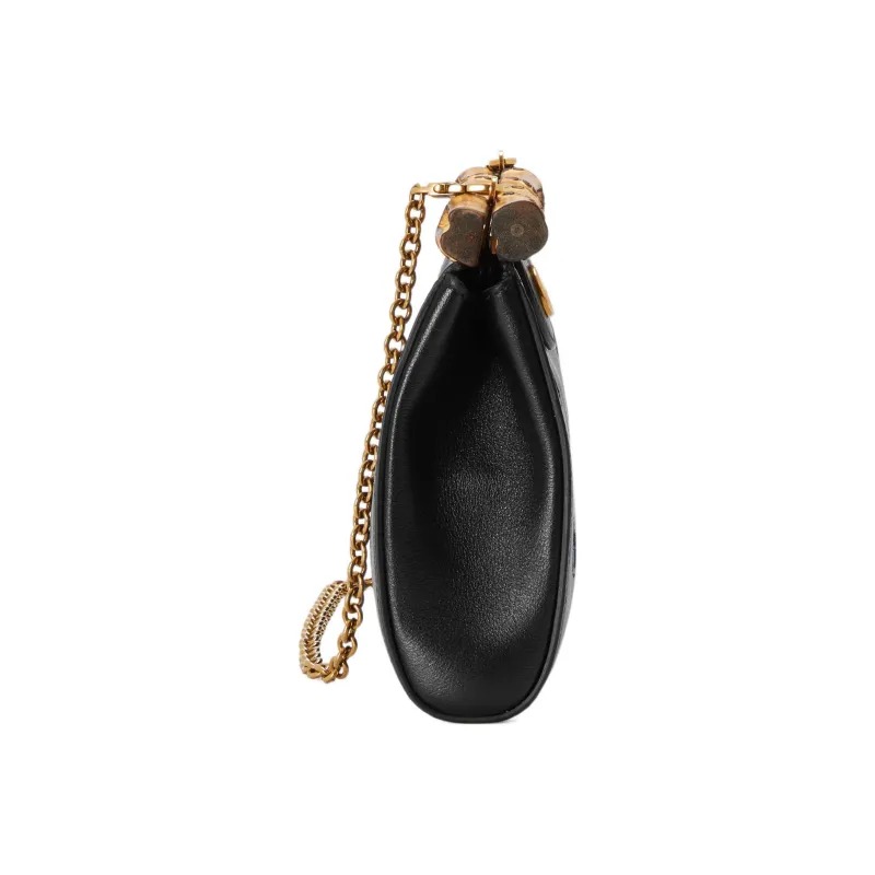 GUCCI Diana Leather Clutch Women's Black/Blue-3