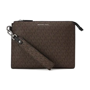 MICHAEL KORS MK Cooper Artificial Leather Clutch Medium Size Men's Dark Brown/Black