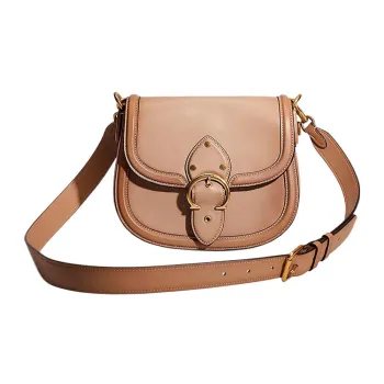 COACH Beat Glove Tanned Leather, Leather Saddle Bag, Shoulder Bag, Crossbody Bag Medium Size Women's Taupe