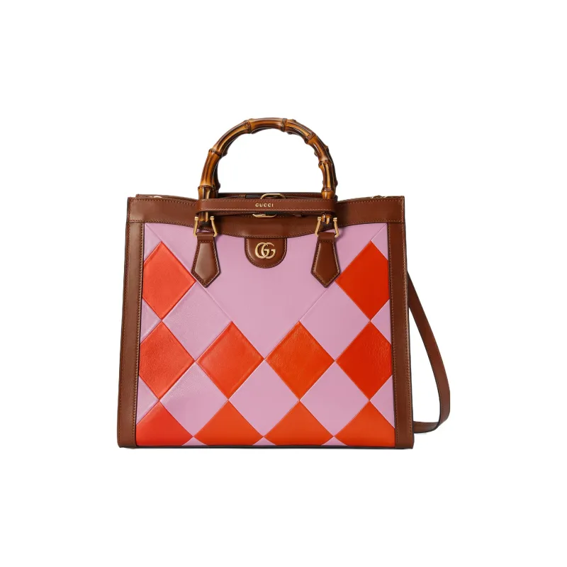 GUCCI Diana Leather Tote Bag Shopping Bag Shoulder Bag Crossbody Bag Handbag Women's Pink/Brown/Orange-1
