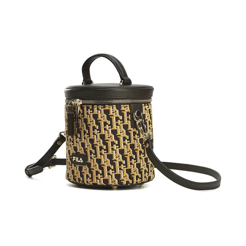 FILA Cow Leather Bucket Bag, Crossbody Bag, Handbag Trumpets Women's Rock Brown-1