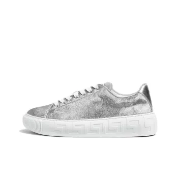 VERSACE Greca Stylish Skateboarding Shoes Women's Silver