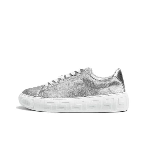 VERSACE Greca Stylish Skateboarding Shoes Women's Silver