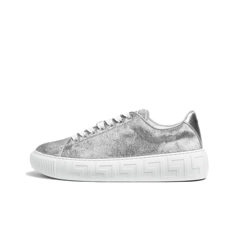 VERSACE Greca Stylish Skateboarding Shoes Women's Silver-0