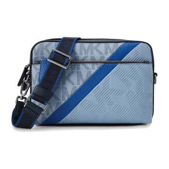 MICHAEL KORS MK Cooper Artificial Leather Crossbody Bag Medium Size Men's Light Blue/Dark Blue