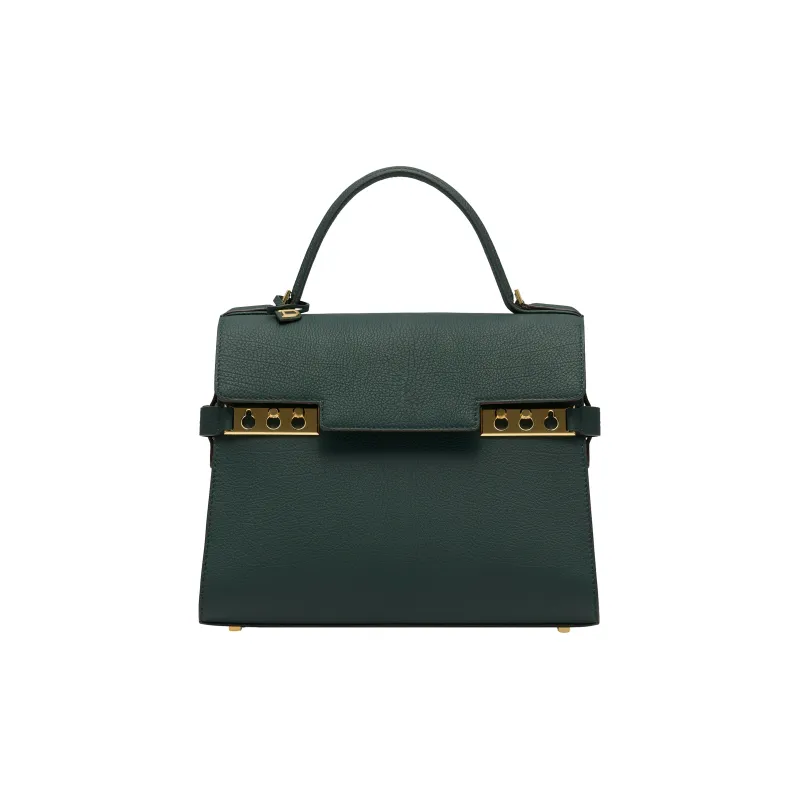 Delvau Tempête Calfskin Shoulder Bag Crossbody Bag Handbag Medium Size Women's Pine Forest Green-0