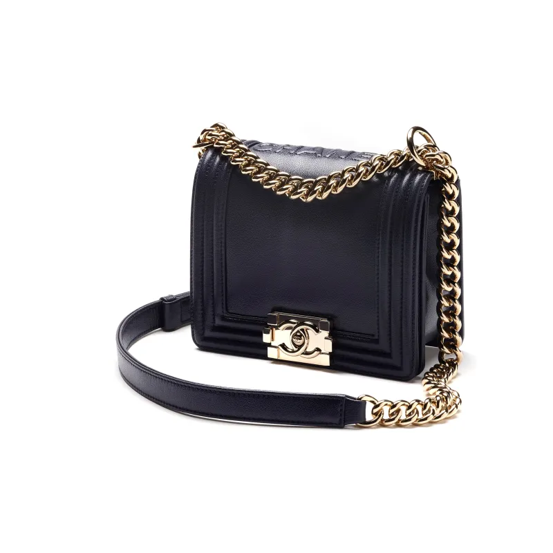 CHANEL Leboy22K Fall Winter Grain Embossed Calfskin Crossbody Bag, Shoulder Bag Mini Women's Dark Blue-1