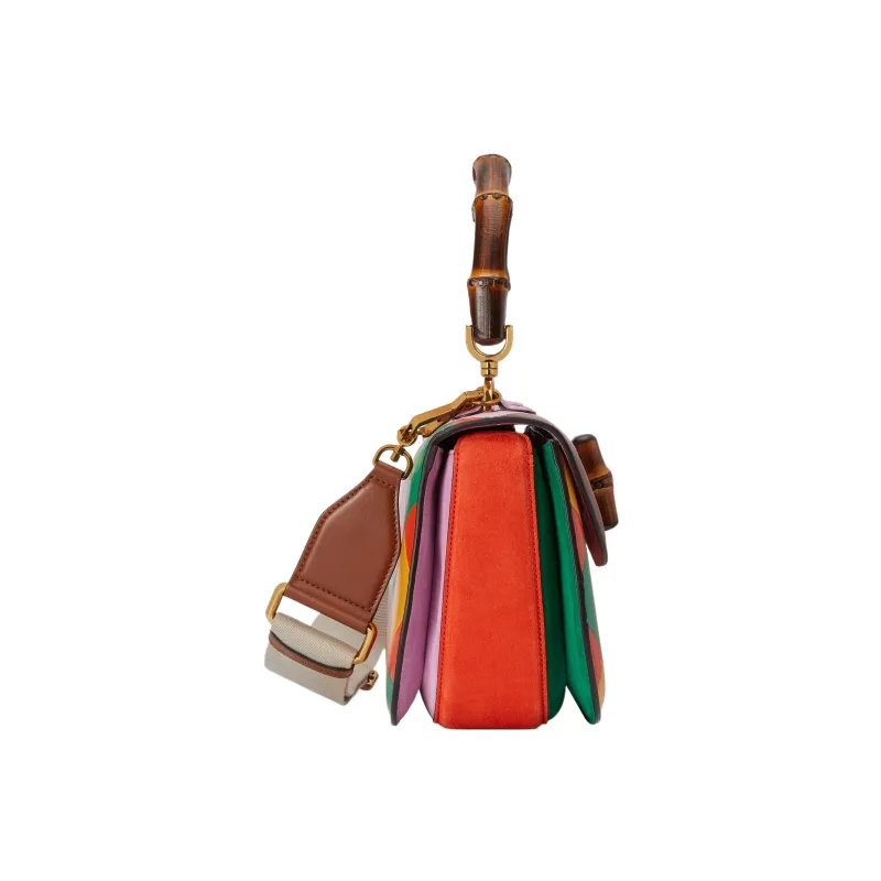 GUCCI Bamboo 1947 Leather Shoulder Bag Crossbody Bag Handbag Medium Size Women's Multicolor-5