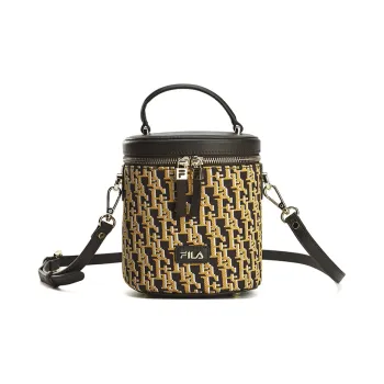 FILA Cow Leather Bucket Bag, Crossbody Bag, Handbag Trumpets Women's Rock Brown