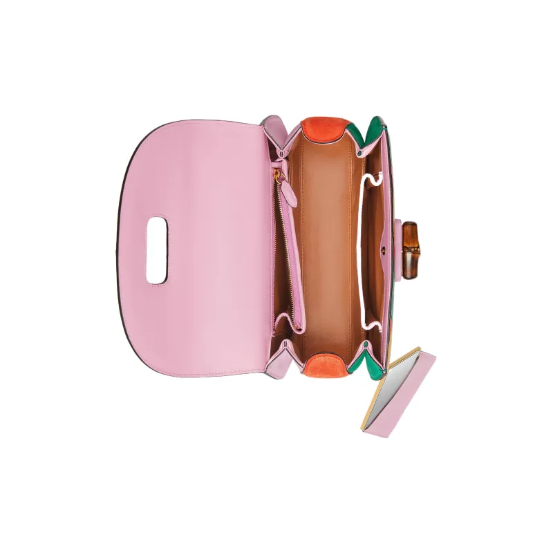 GUCCI Bamboo 1947 Leather Shoulder Bag Crossbody Bag Handbag Medium Size Women's Multicolor-6
