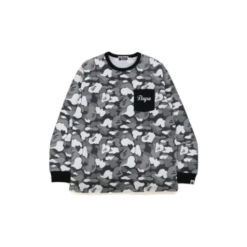 A BATHING APE Stripe Abc Camo Relaxed Fit Pocket L/S Tee
