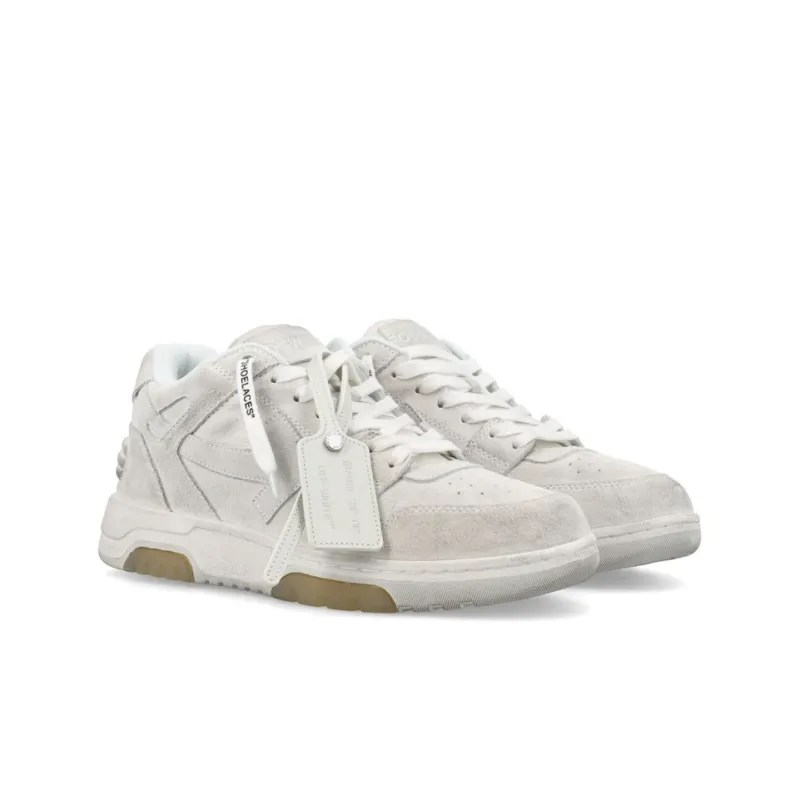 OFF WHITE Out Of Office Ooo Low Tops Vintage Suede Destressed White-3