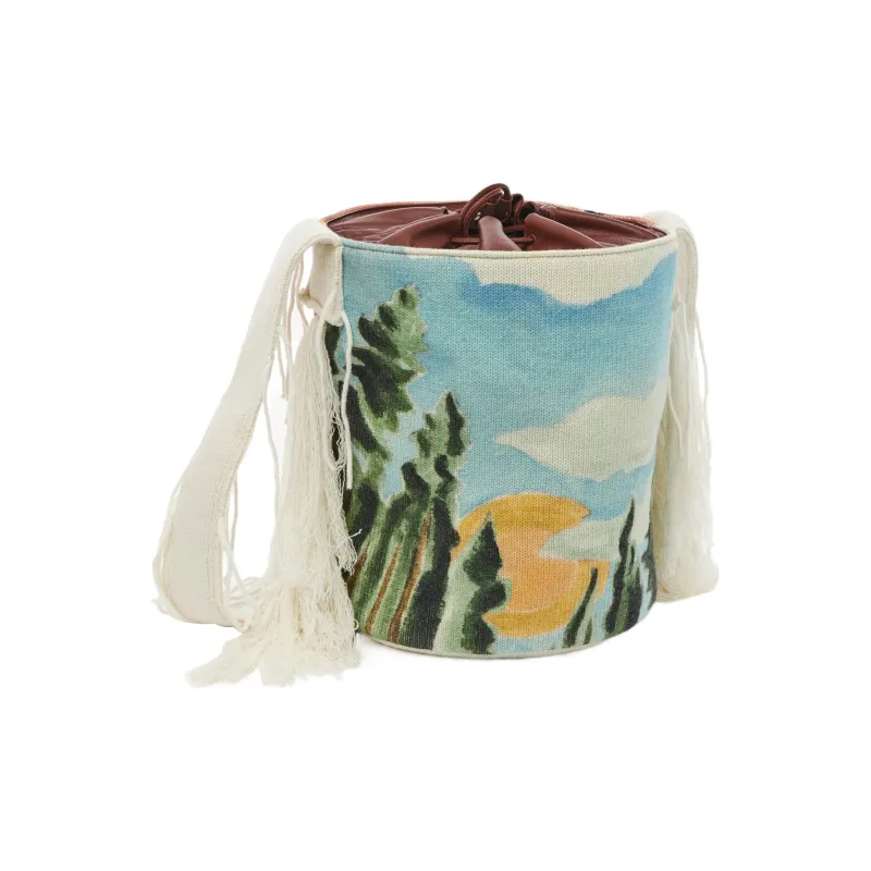 Chloe Wool Knitted Nappa Lambskin Bucket Crossbody Bag Shoulder Bag Women's White-3