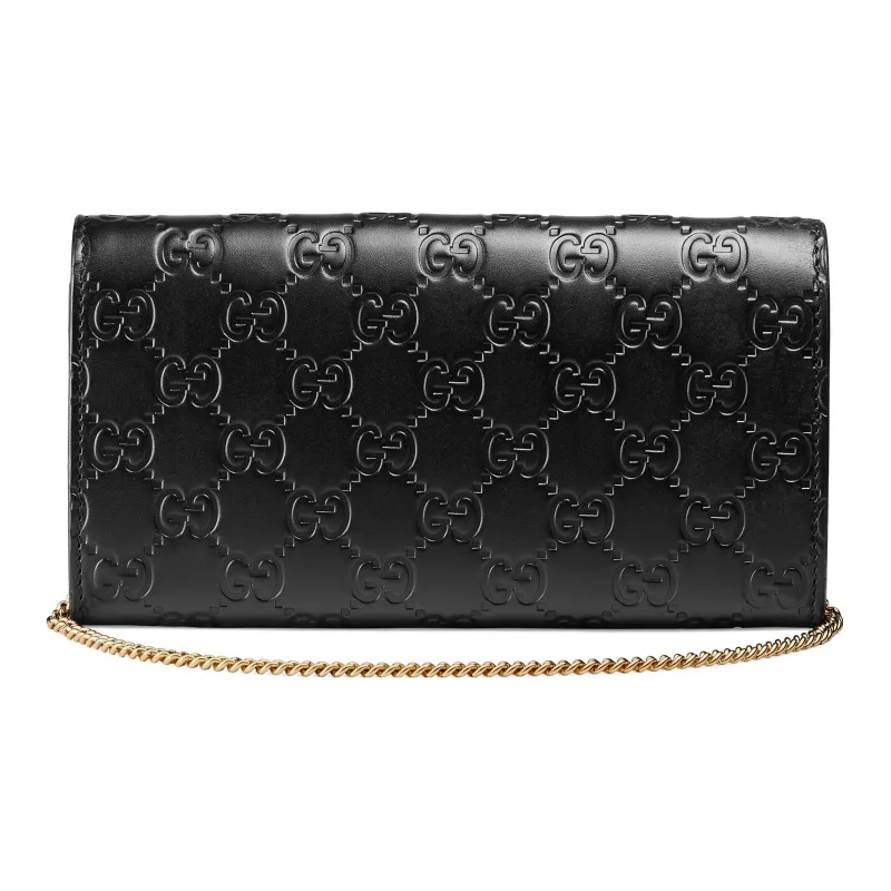 GUCCI Padlock Signature Leather Wallet, Handheld, Shoulder Bag Women's Black-2