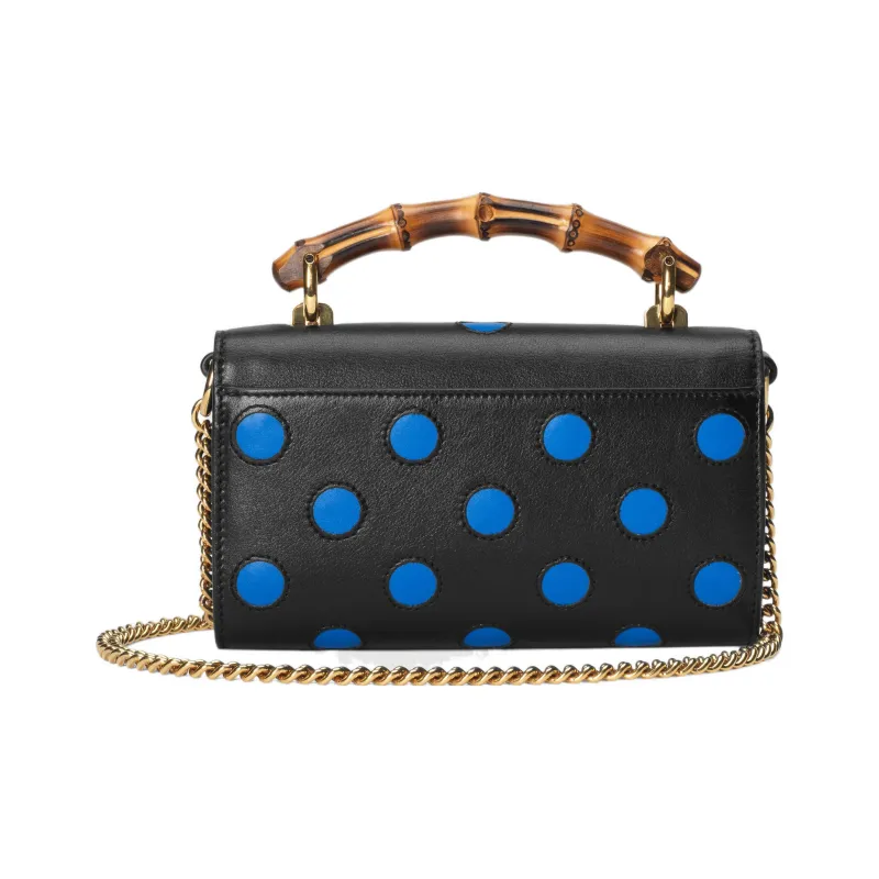 GUCCI Diana Leather Small Square Bag Handbag Shoulder Bag Crossbody Bag Mini Women's Black/Blue-1