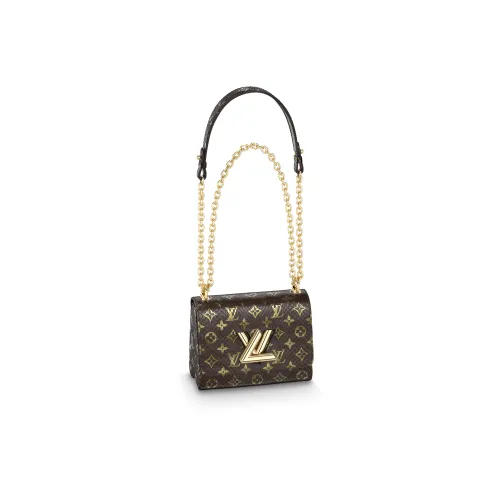 LOUIS VUITTON Twist Python Skin Shoulder Bag, Crossbody Bag Small Size Women's Brown